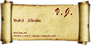 Vohl Jónás névjegykártya
